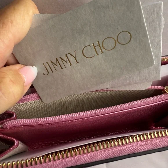 NIB Jimmy Choo Pink Metallic Bettina Leather Continental Wallet - Picture 7 of 9